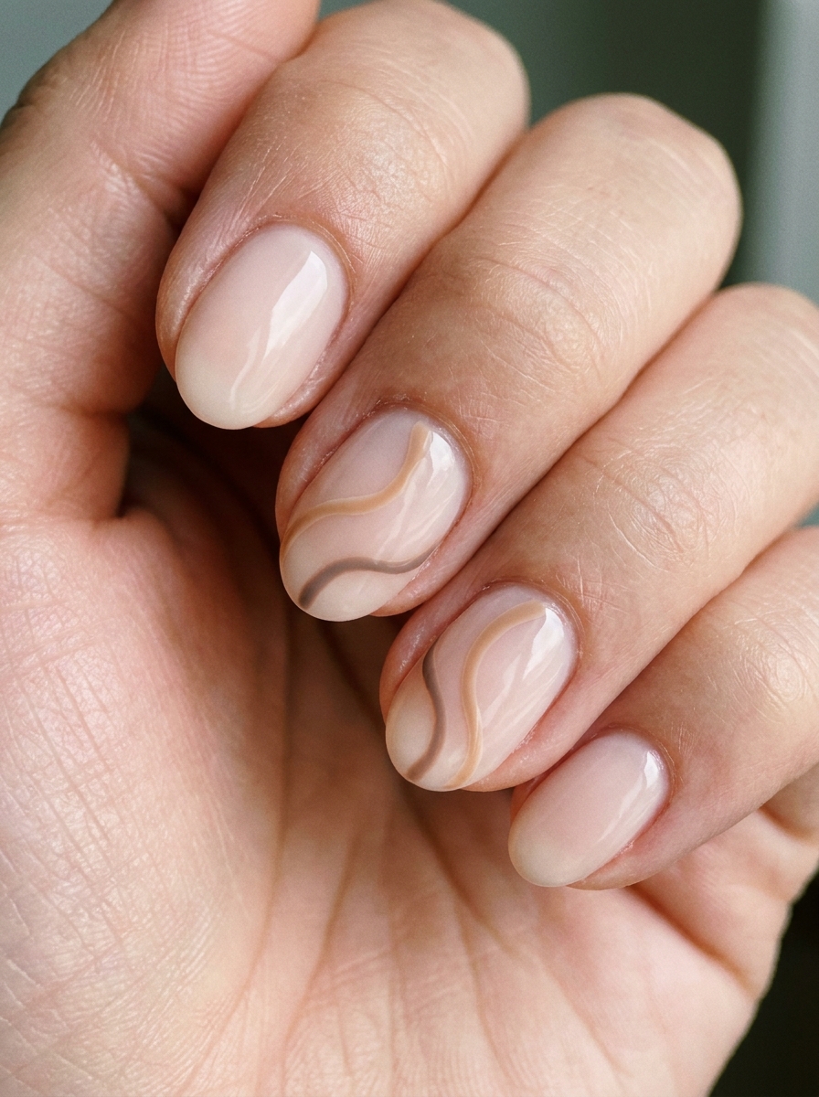 Beige Swirl Nails als Beige Nägel Ideen Inspiration 2026